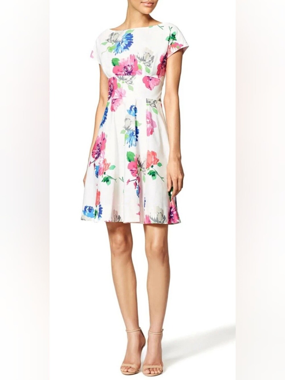 Kate Spade New York "Jess" Dress in Full Bloom White & Pink Floral, Size 8